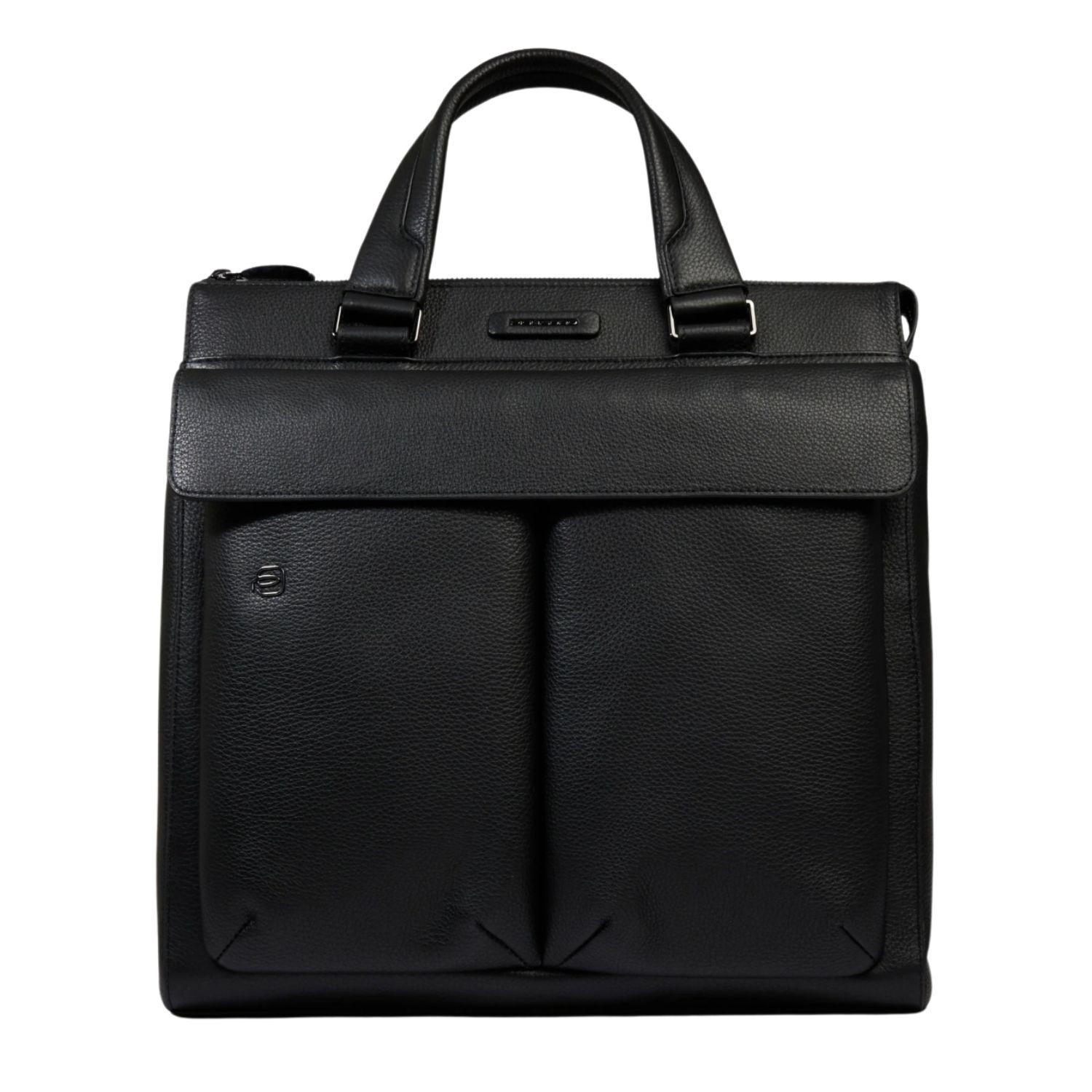 Piquadro - Tote bag porta PC 13'3 in pelle martellata linea Mos, Nero