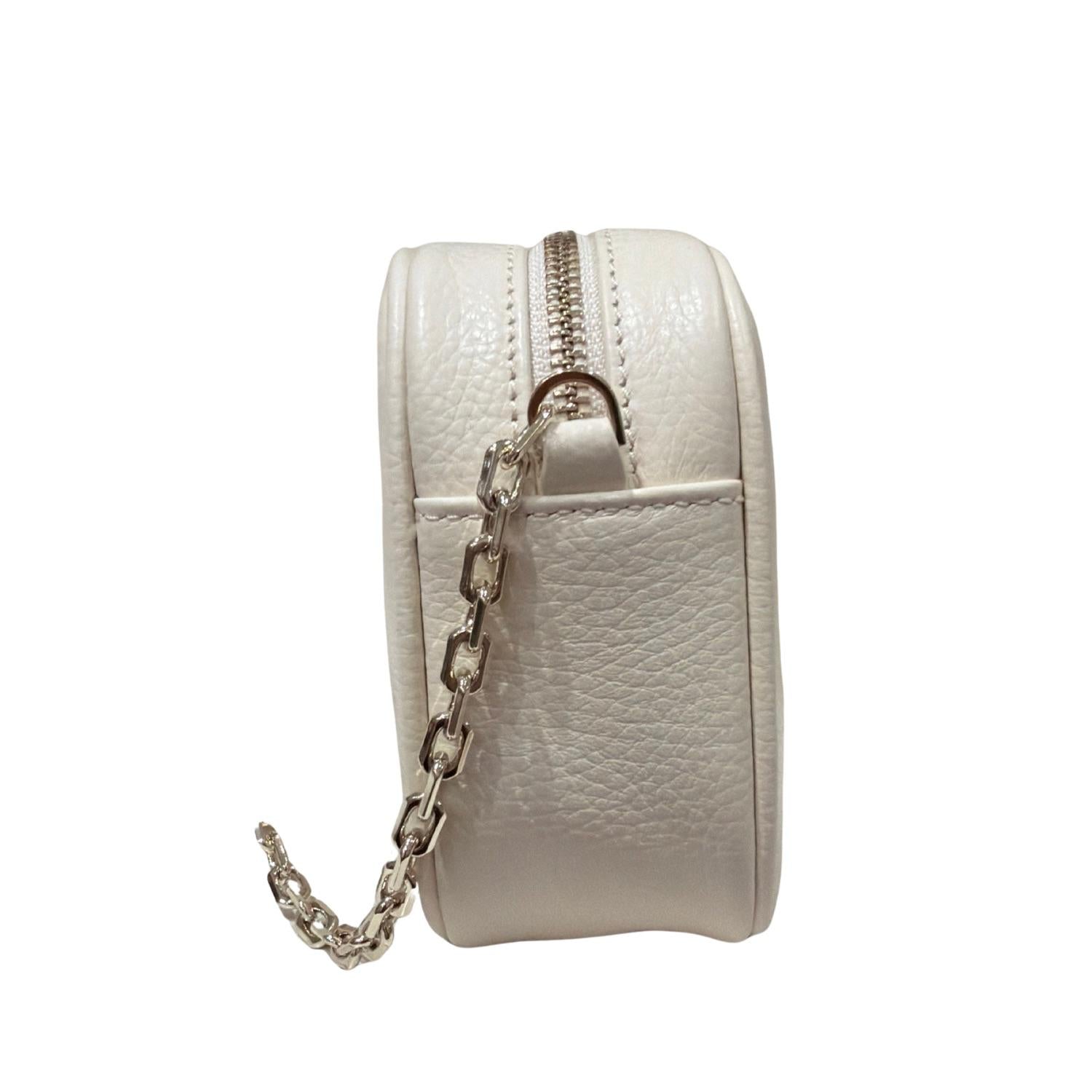 Patrizia Pepe - Tracollina mini in pelle martellata , Bianco Burro