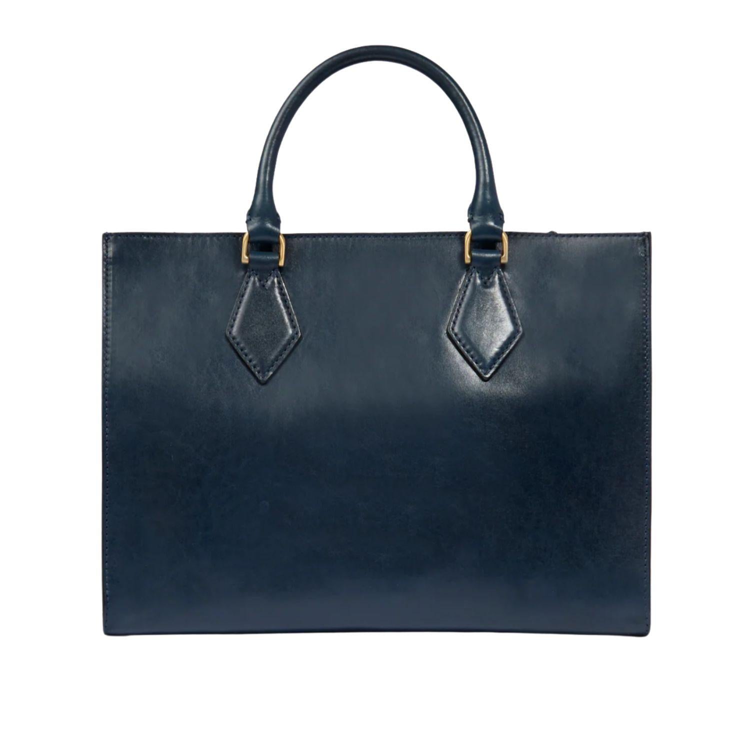 Borsa a mano in pelle con tracolla removibile Ida, Blu Oltremare