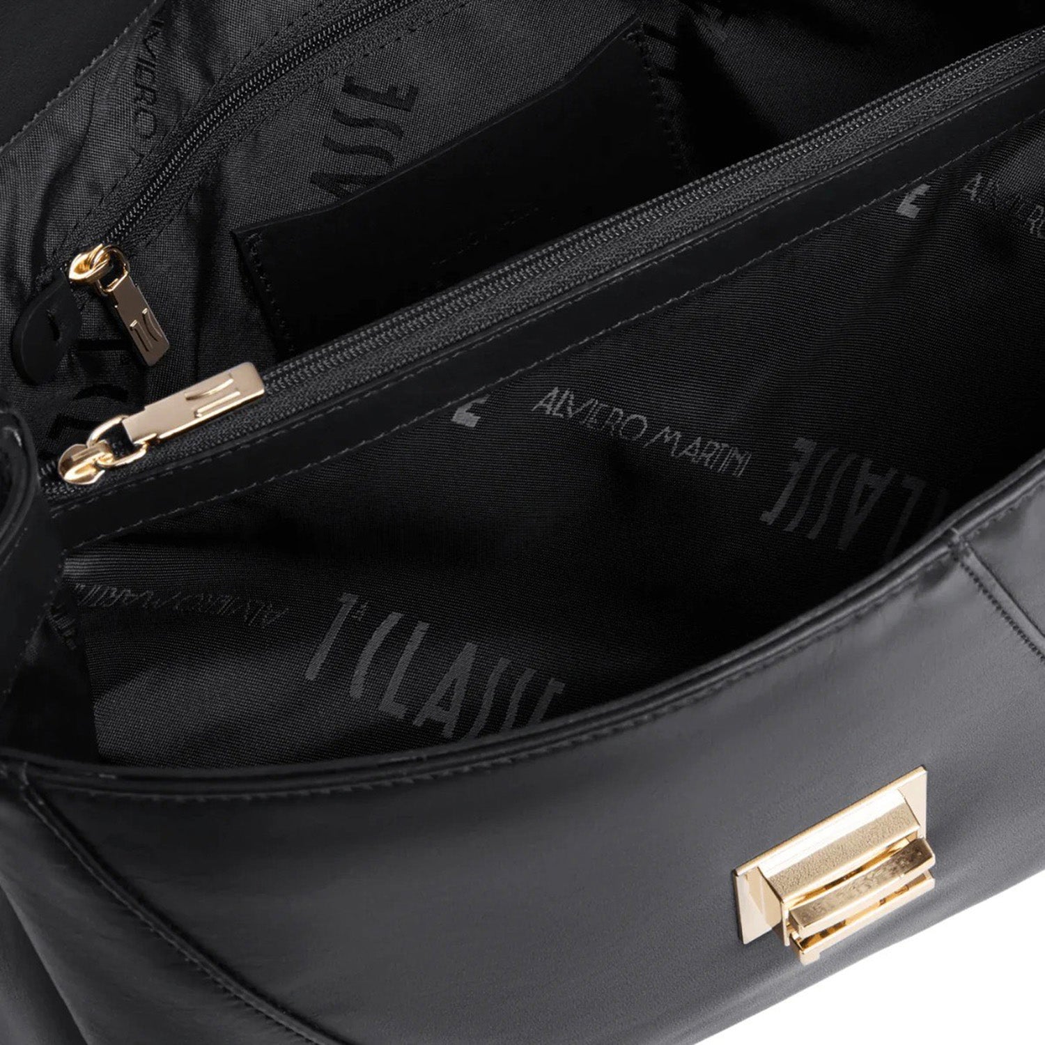 Alviero Martini - Borsa a mano con tracolla in pelle nappata, Nero