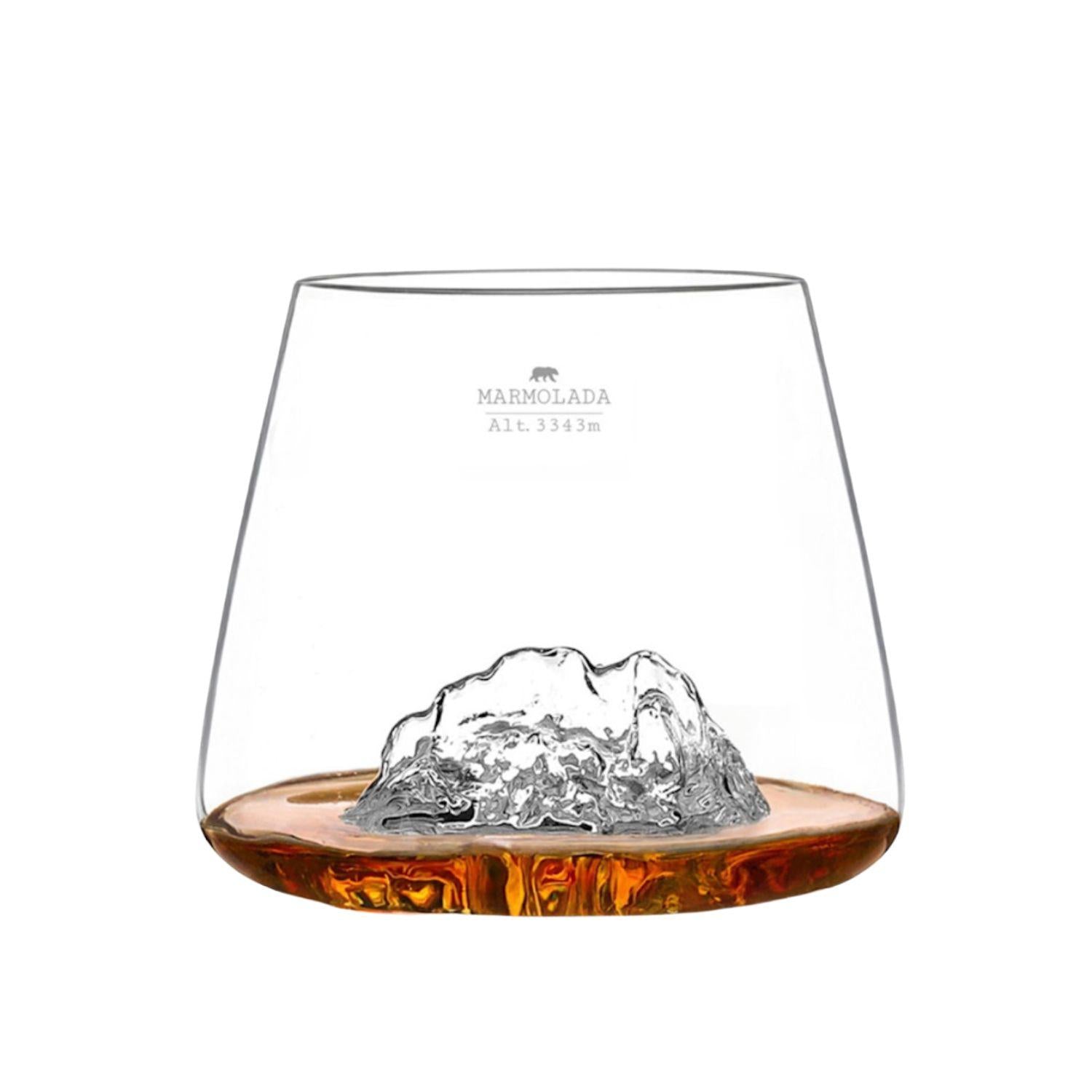 Alaskan Maker - Set di 2 bicchieri in vetro borosilicato con topografia delle Tofane e del Marmolada, Trasparente
