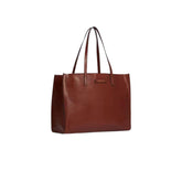 The Bridge - Shopper orizzontale Mirra con zip in pelle, Marrone