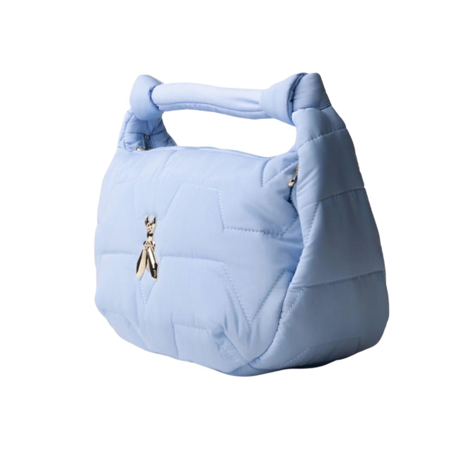 Patrizia Pepe - Borsa a spalla con zip in nylon, Azzurra
