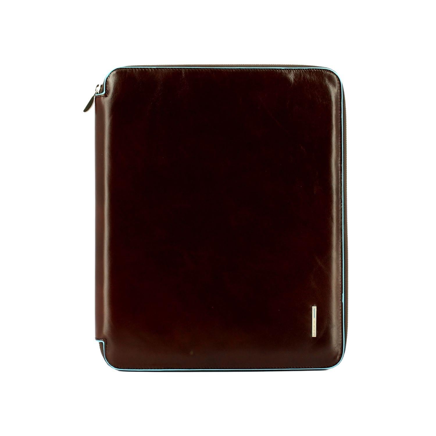 Portablocco formato A4 in pelle Blue Square, Mogano