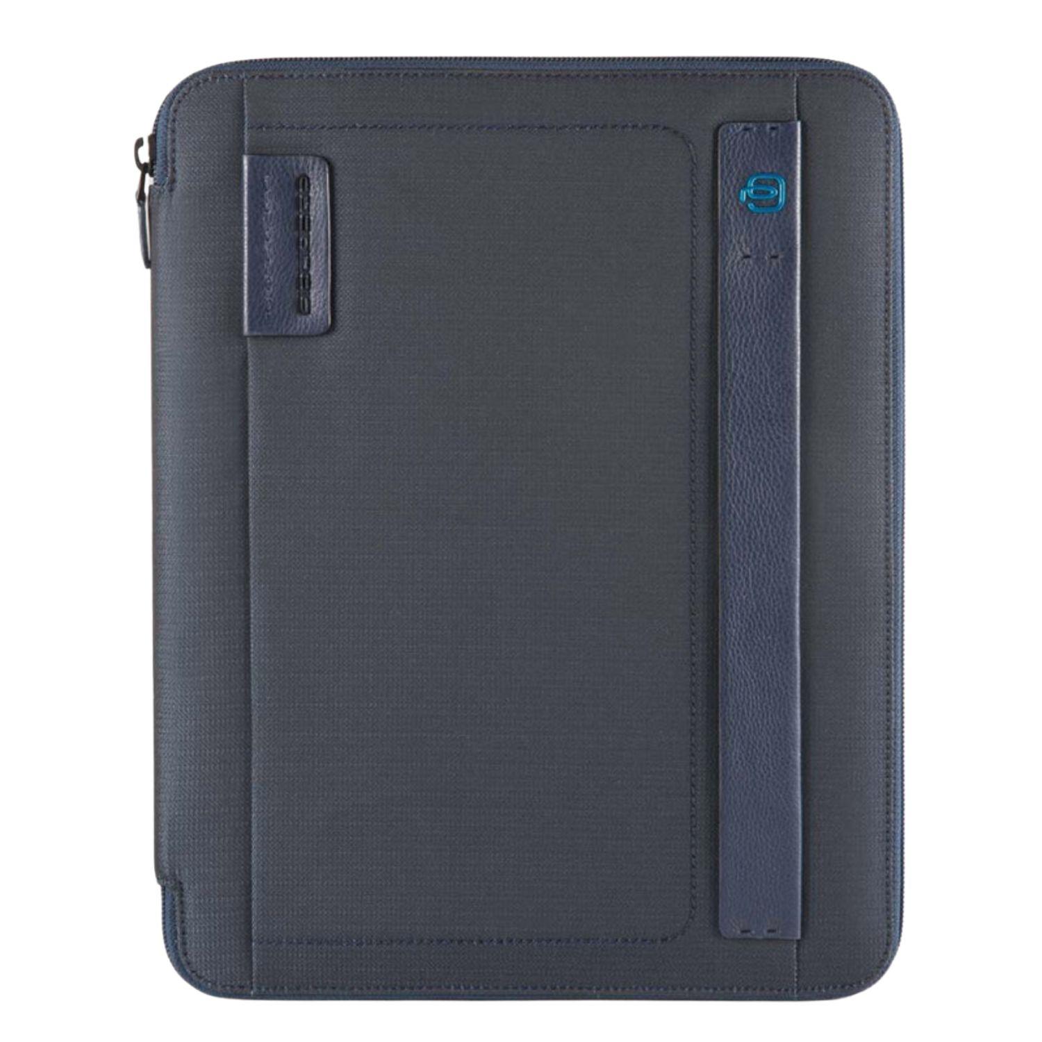 PIQUADRO - Portablocco Formato A4 in Tessuto e Pelle P16, Blu