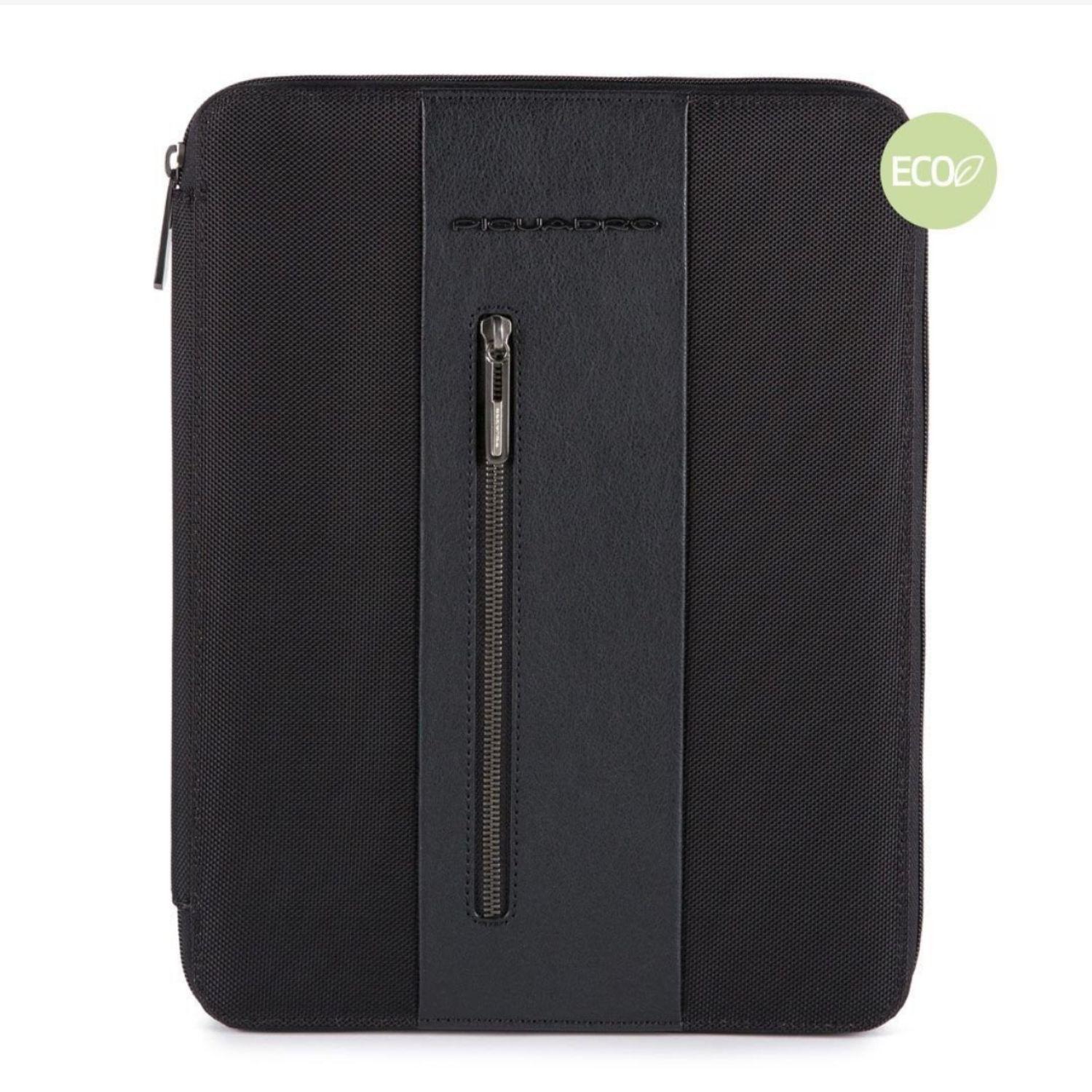 PIQUADRO - Portablocco in tessuto e Pelle Brief2, Nero