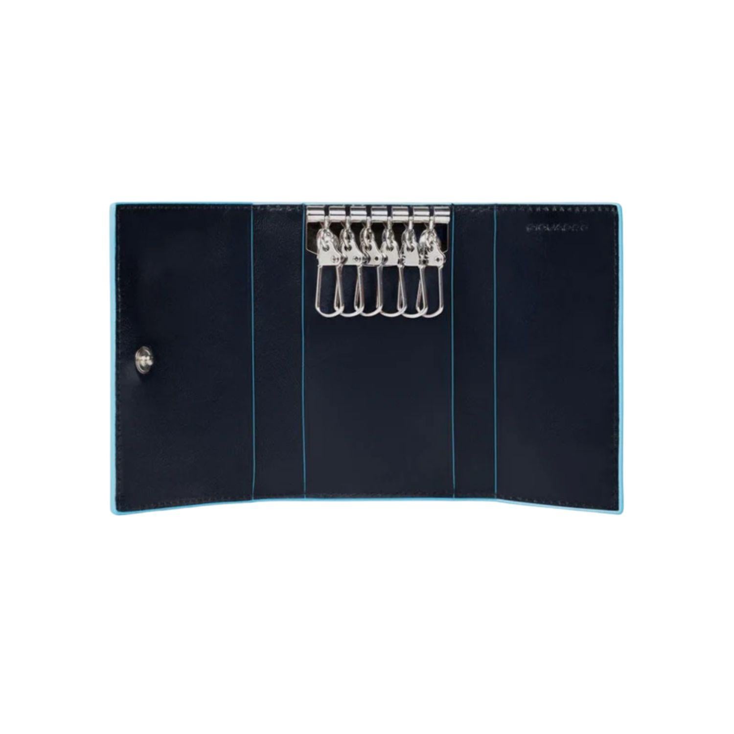 Piquadro - Portachiavi chiuso piccolo con 6 ganci Blue Square Blu2