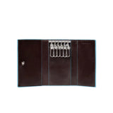 PIQUADRO - Portachiavi chiuso piccolo con 6 ganci Blue Square Mogano