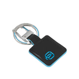 Piquadro - Portachiavi in Metallo e Pelle Quadrato Blue Square, Nero