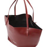 Patrizia Pepe - Borsa shopping Never Complete in pelle martellata, Rosso scuro