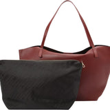 Patrizia Pepe - Borsa shopping Never Complete in pelle martellata, Rosso scuro