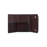 PIQUADRO - Porta banconote con porta monete e carte di credito con sistema scorrevole Piquadro Blue Square, Mogano