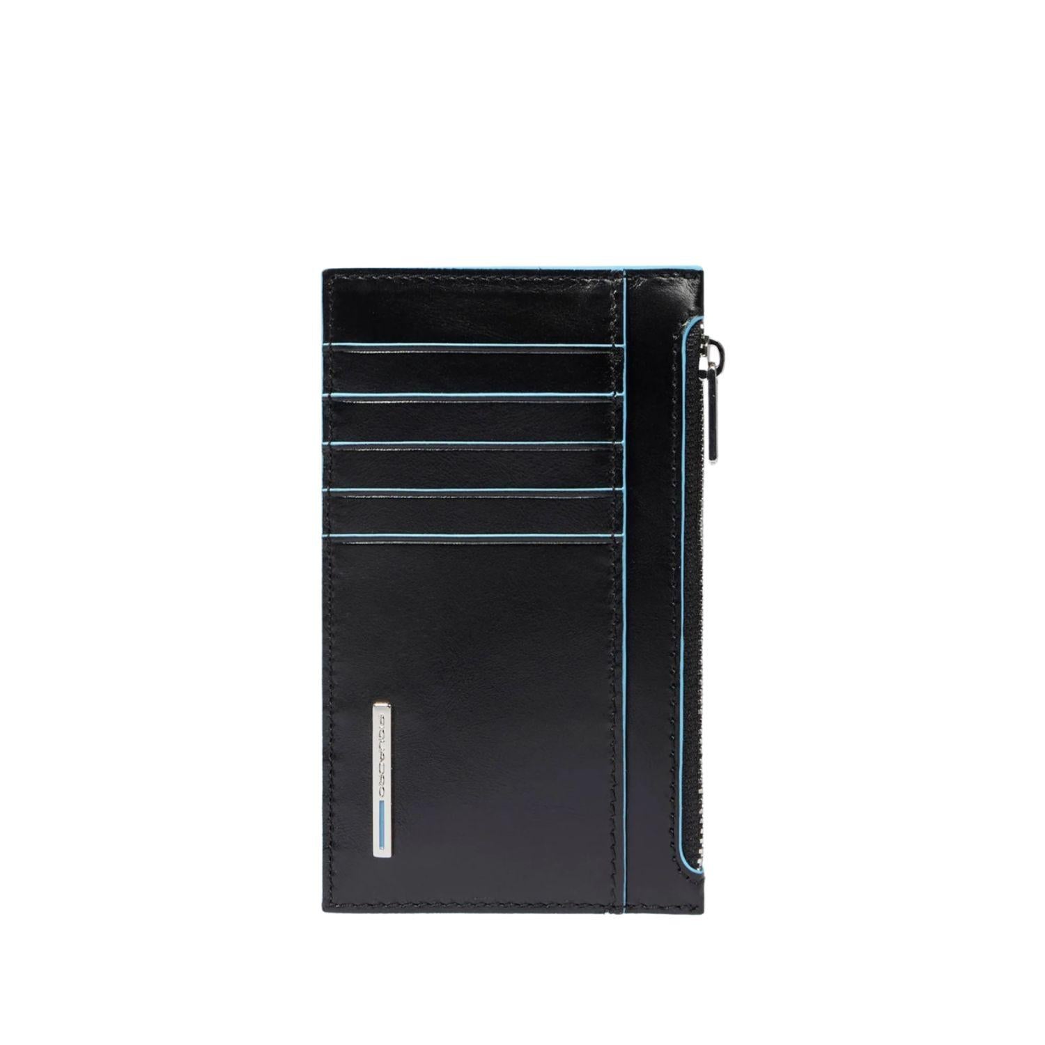 Piquadro - Portacarte con portamonete in pelle, Nero