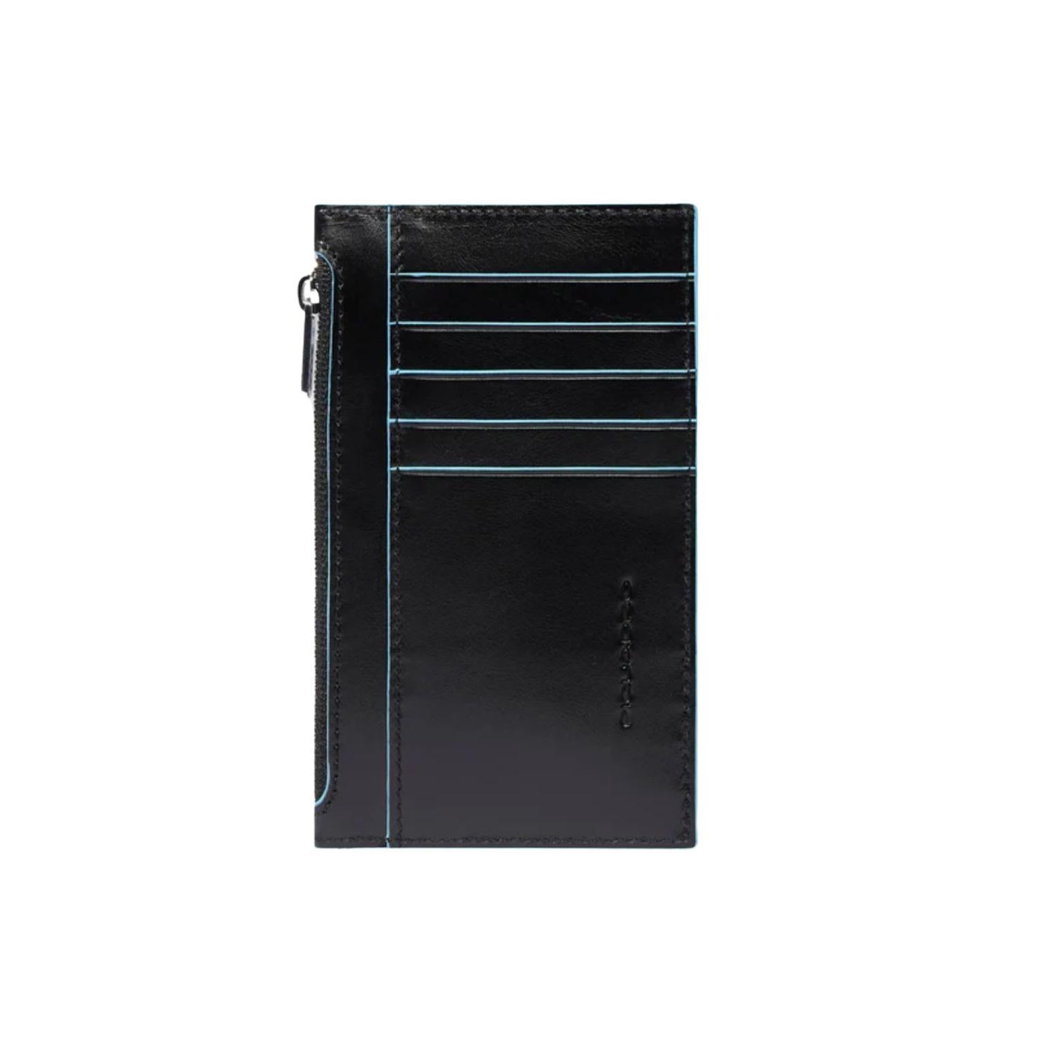 Piquadro - Portacarte con portamonete in pelle, Nero