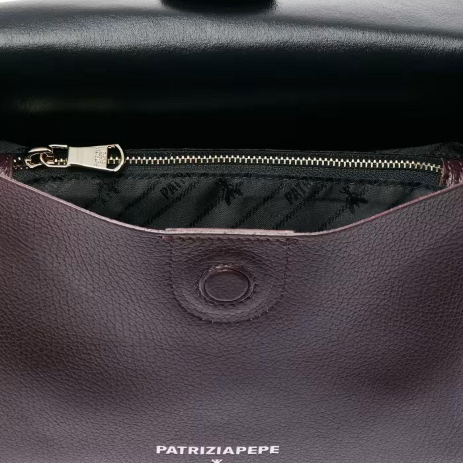 Borsa a tracolla Never Complete media in pelle, Viola