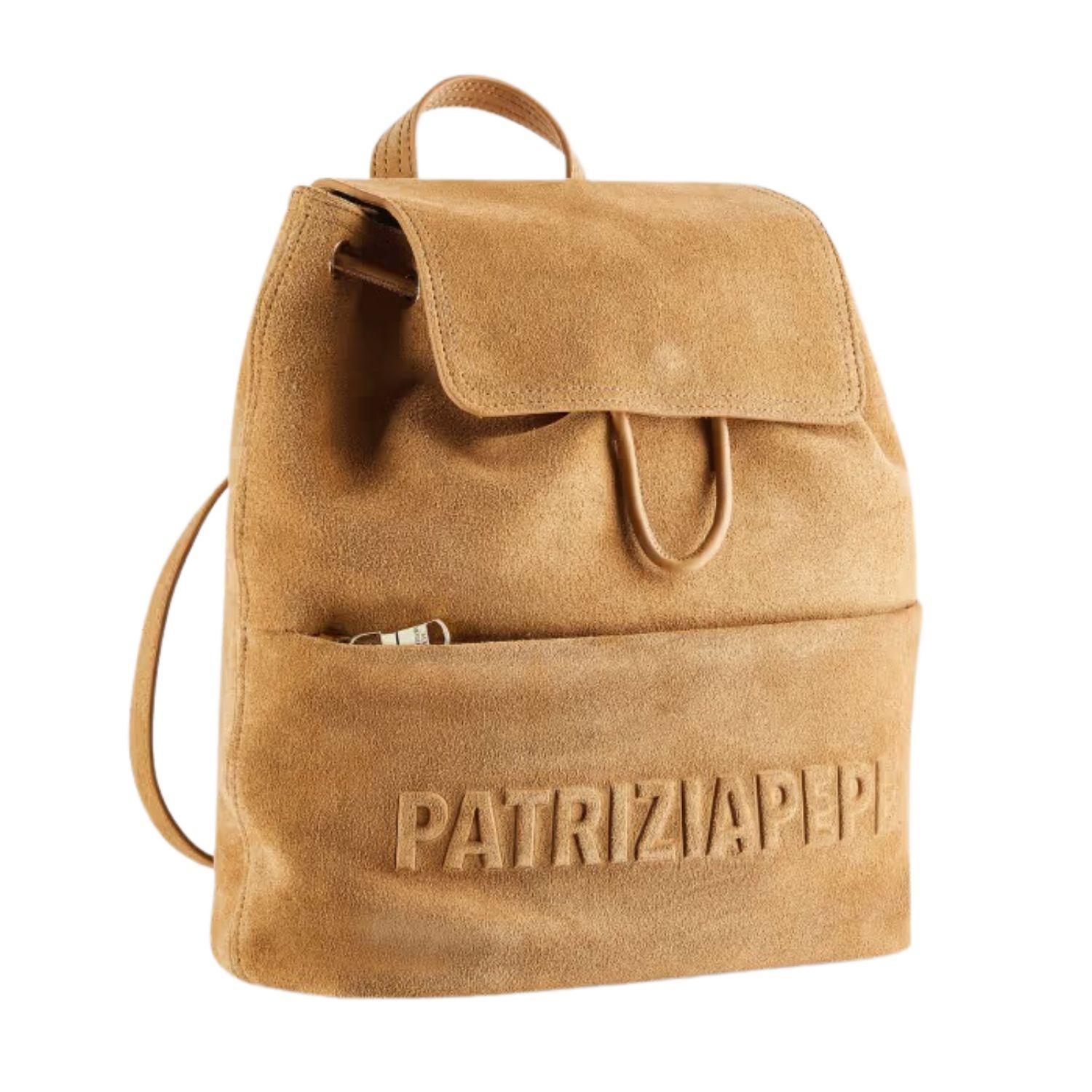 Patrizia Pepe - Zaino IM(PERFECTION) scamosciato con tasca zip, Beige