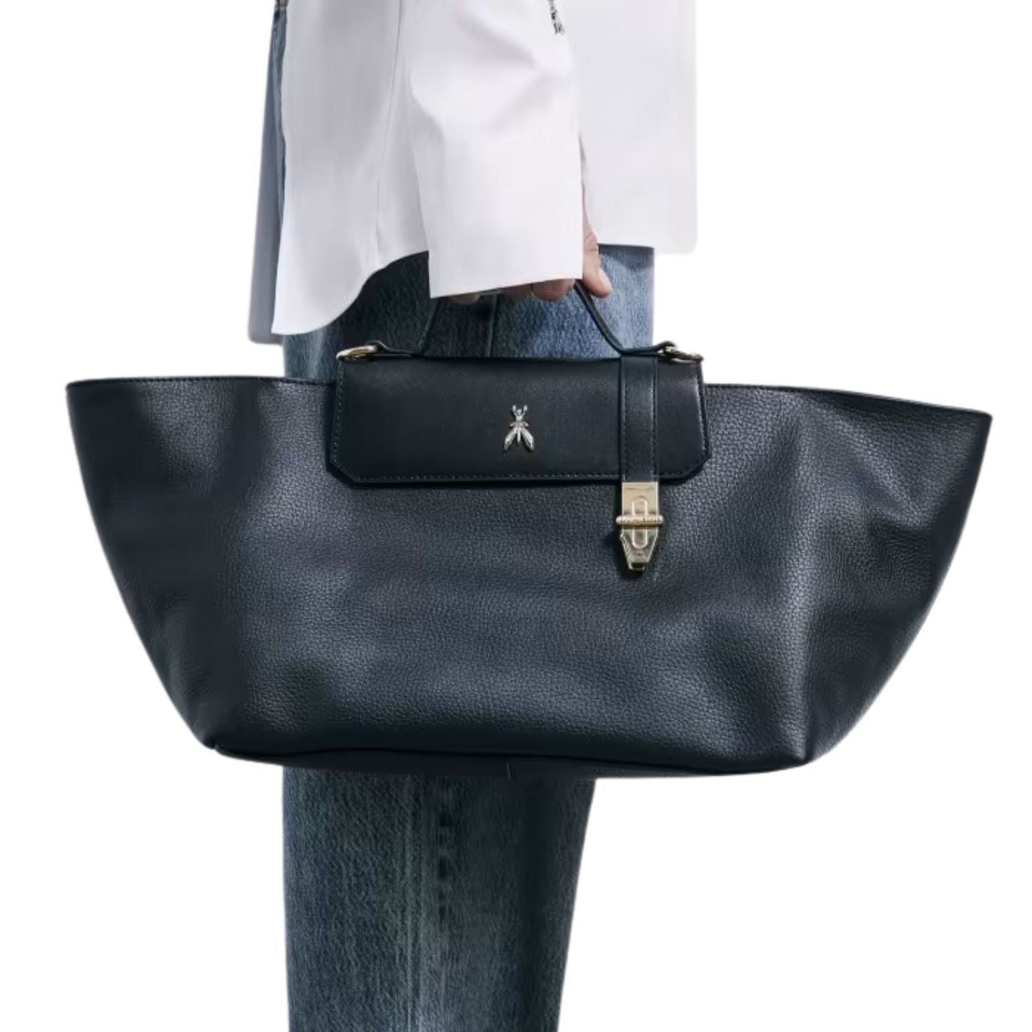 Patrizia Pepe - Borsa rigida Modern Utility in pelle, Nero