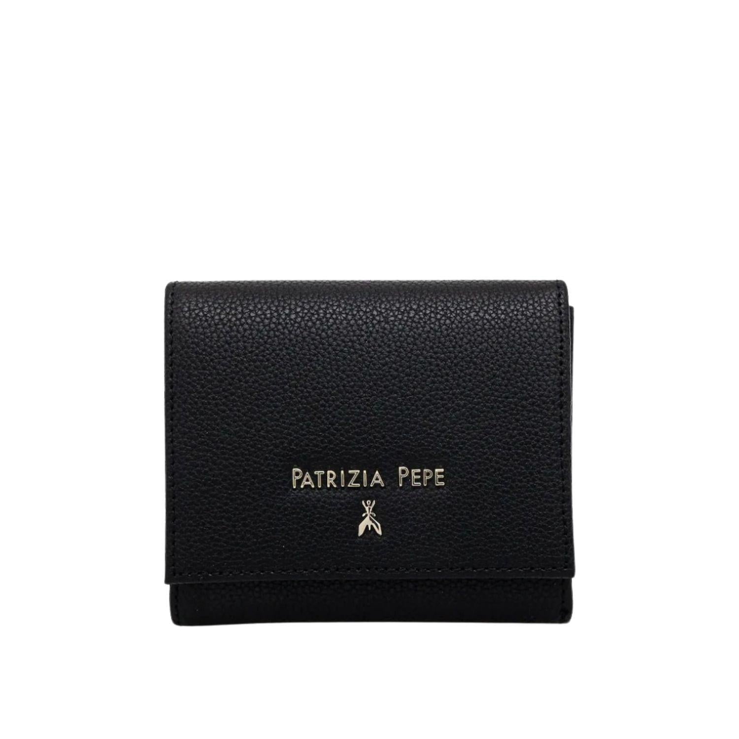 Patrizia Pepe - Portafoglio in pelle piccolo con bottone e portamonete, Nero