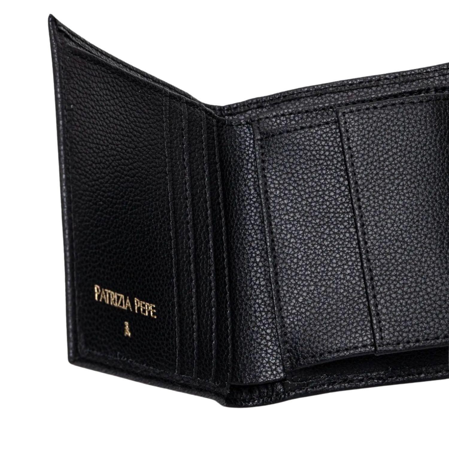 Patrizia Pepe - Portafoglio in pelle piccolo con bottone e portamonete, Nero