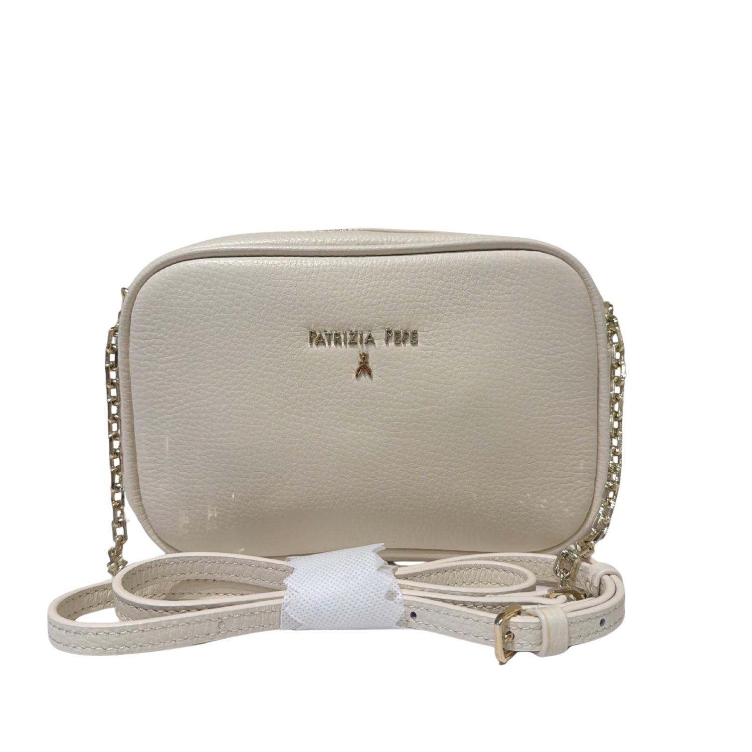 Patrizia Pepe - Tracollina mini in pelle martellata , Bianco Burro