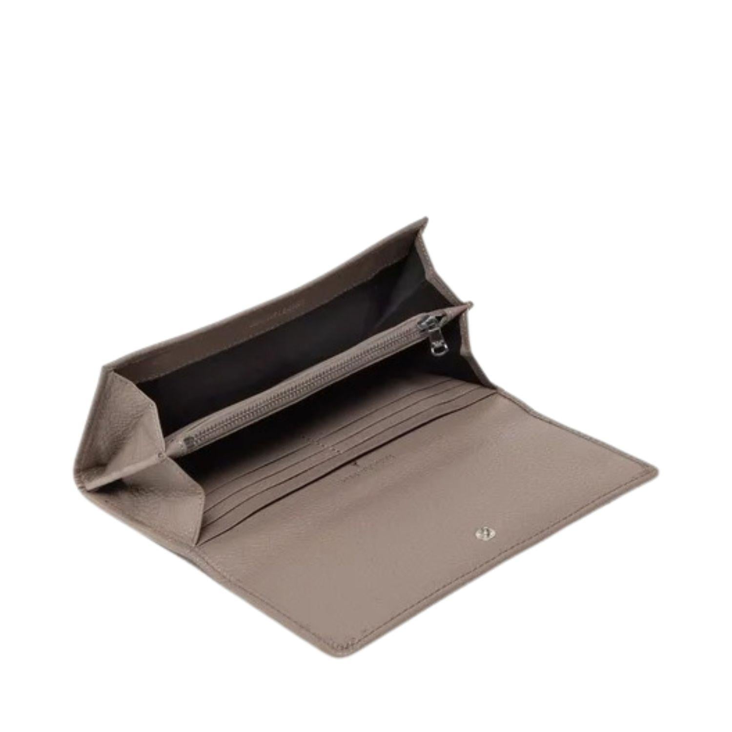 Patrizia Pepe - Portafoglio con bottone in pelle, Dark Tatami