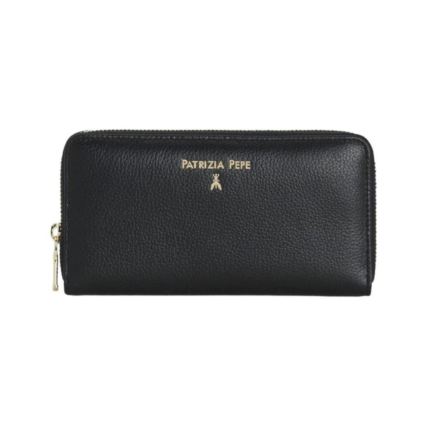 Patrizia Pepe - Portafoglio grande con zip in pelle liscia, Nero