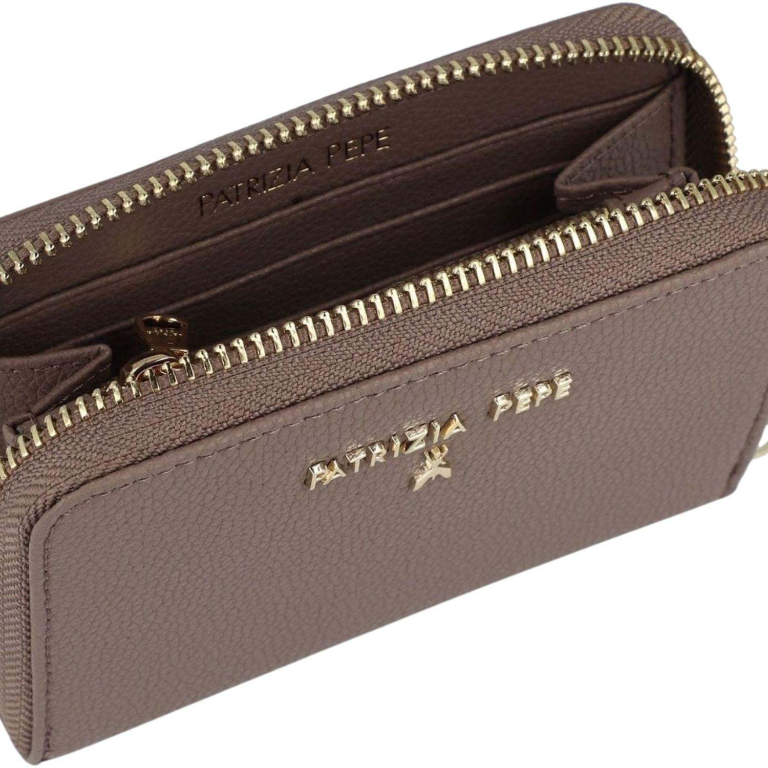 Patrizia Pepe - Portafoglio piccolo in pelle con cerniera, Grigio
