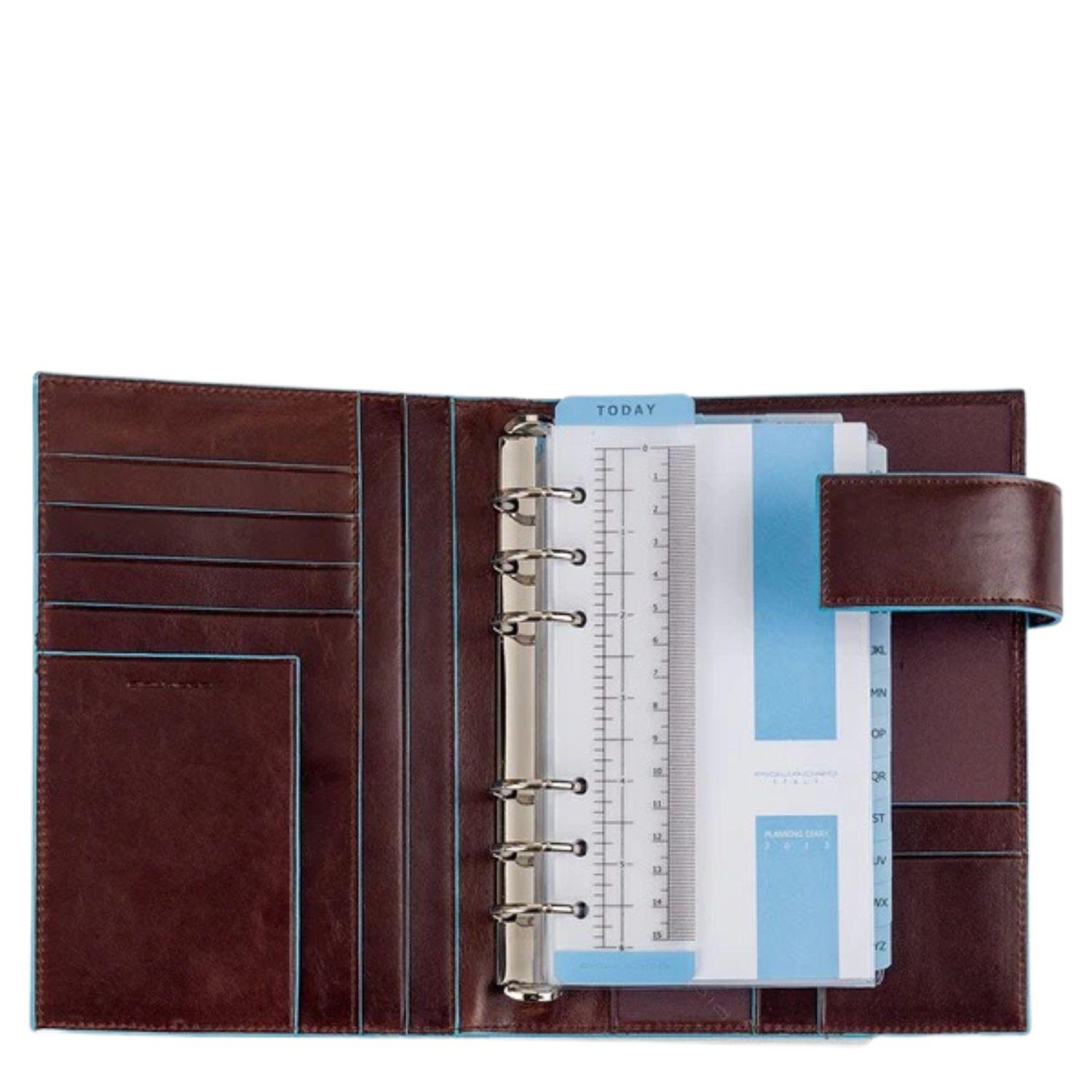 Piquadro - Agenda organizer in pelle Blue Square, Mogano