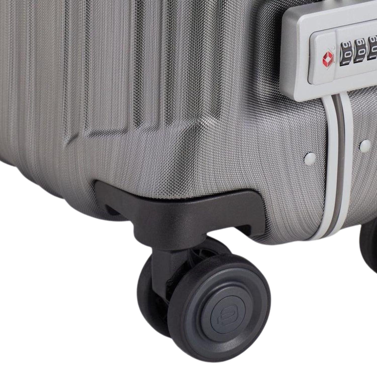 PIQUADRO - Trolley cabina in policarbonato e manico in pelle, Grigio