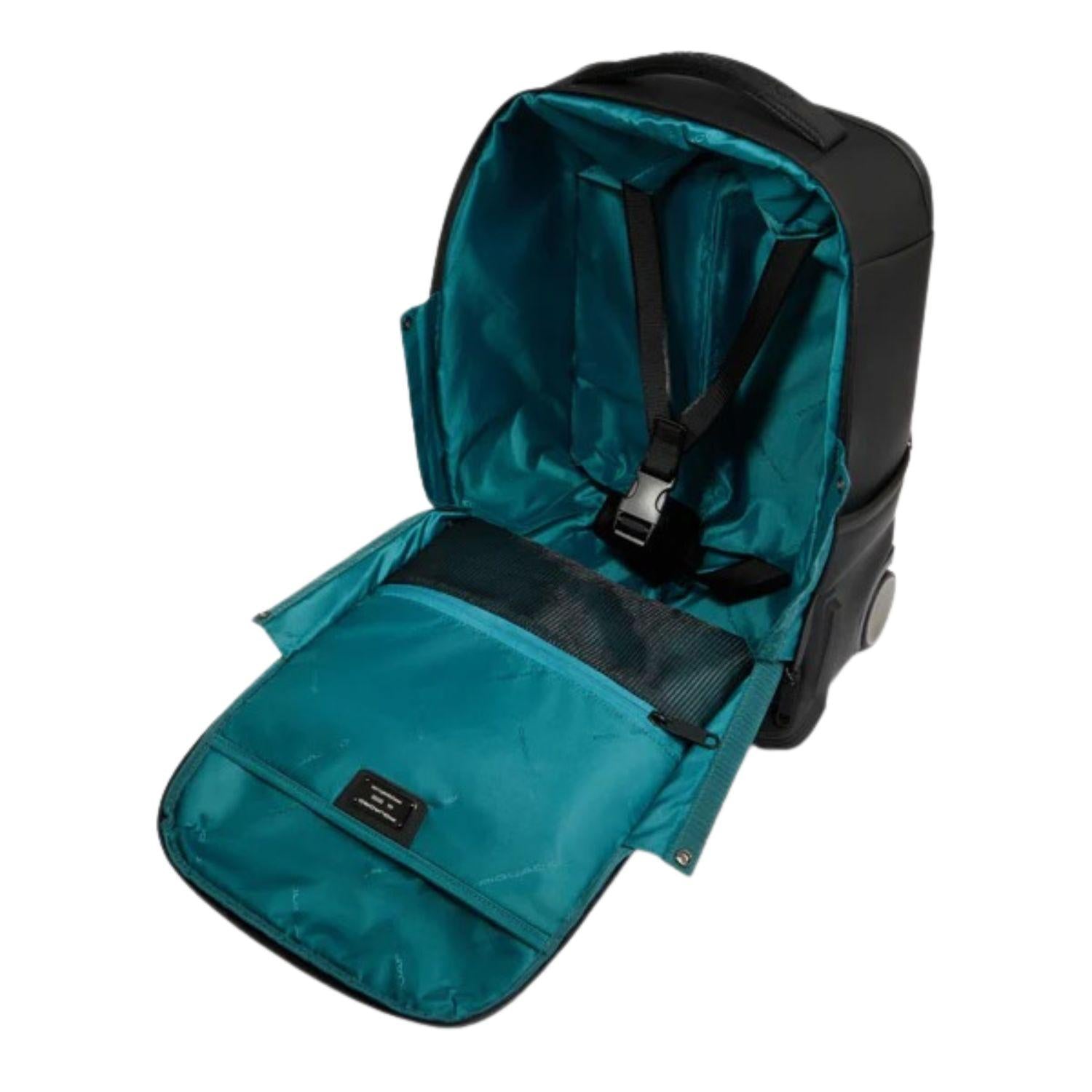 Piquadro - Zaino trolley cabina undeseater in tessuto gommato con porta pc 15,6", Nero