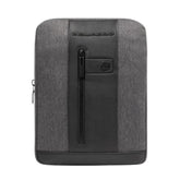Piquadro - Borsello porta Ipad in tessuto riciclato e pell linea Brief, Grigio e nero