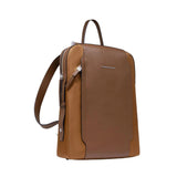 Zaino donna in tessuto e pelle porta pc 14'', Marrone