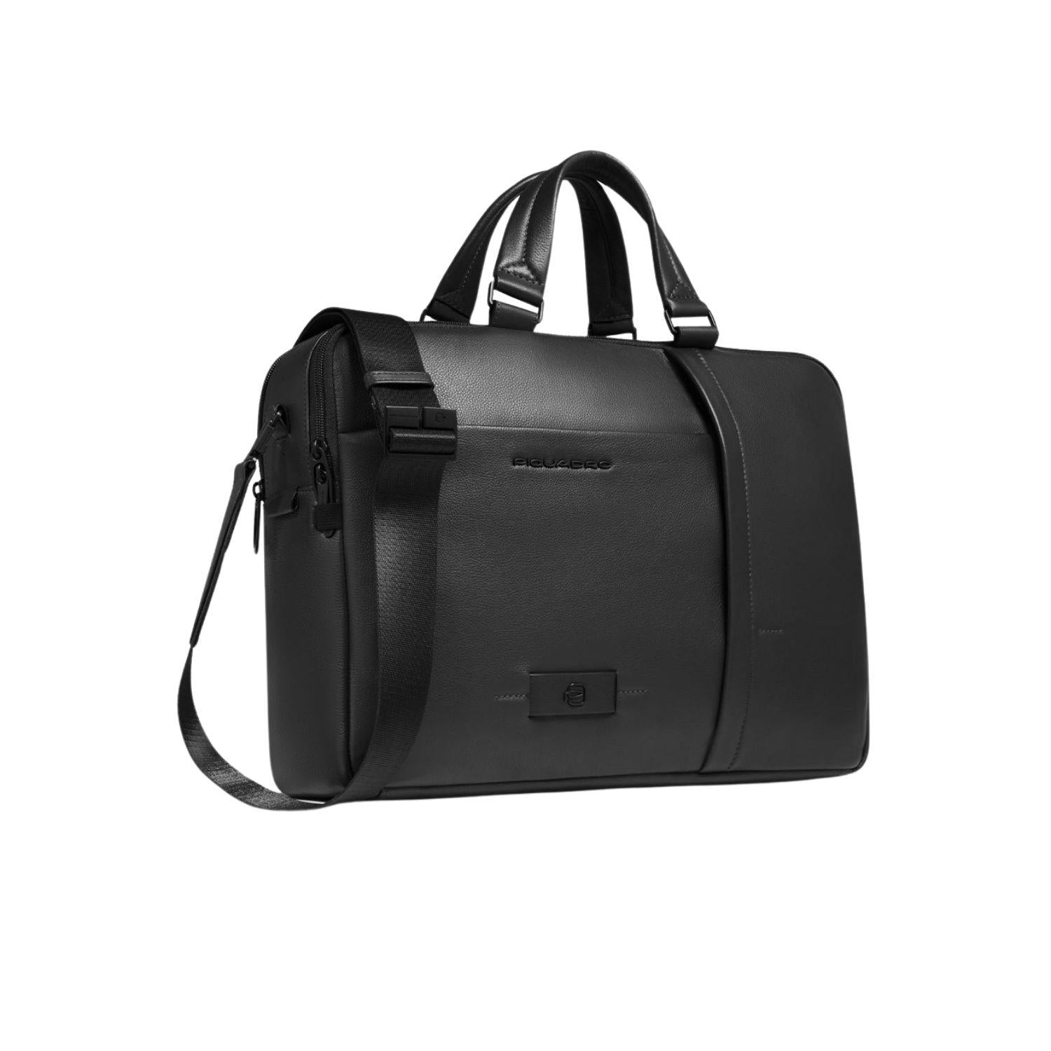 Piquadro - Borsa da lavoro porta pc 15.6 in pelle linea Russel, Nero