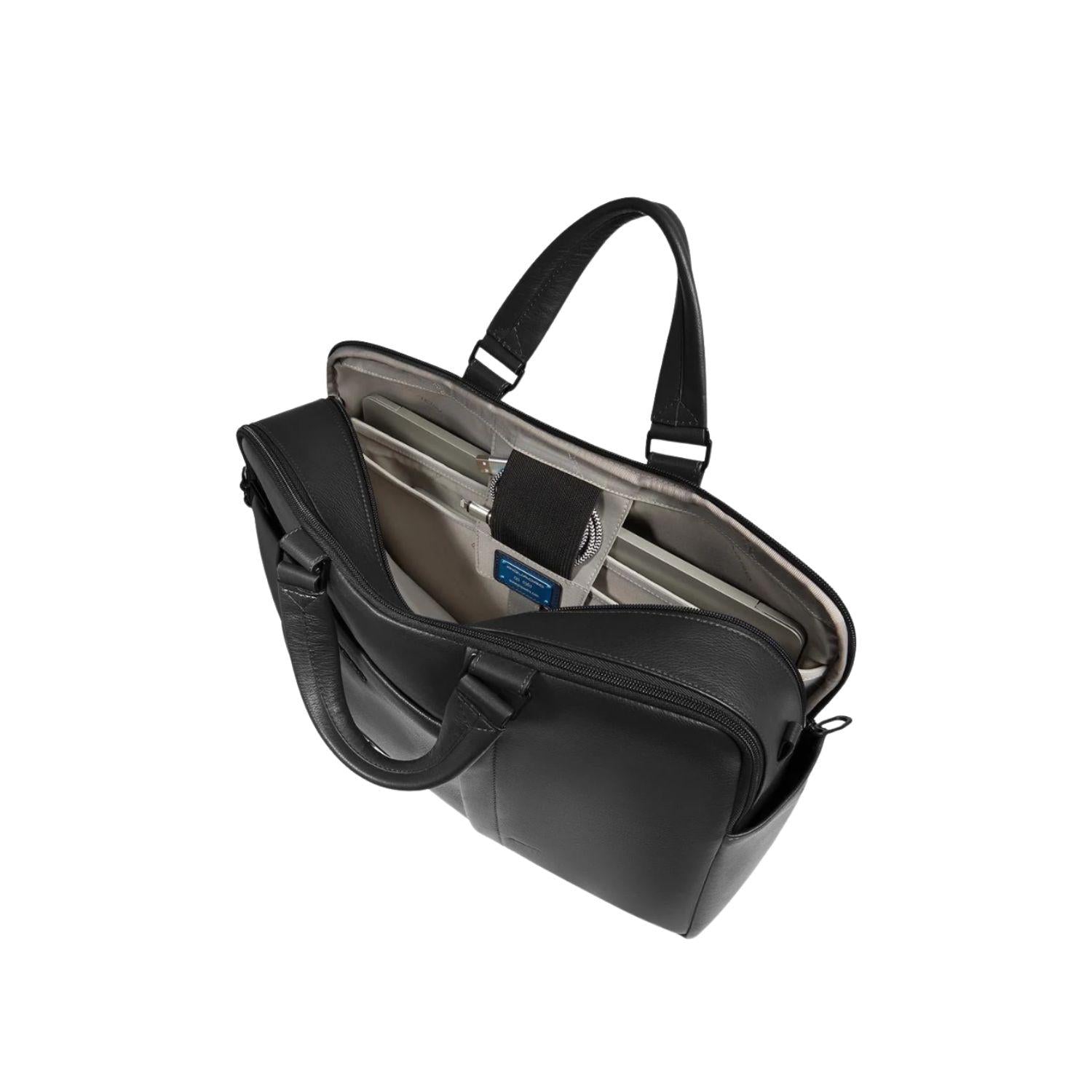 Piquadro - Borsa da lavoro porta pc 15.6 in pelle linea Russel, Nero