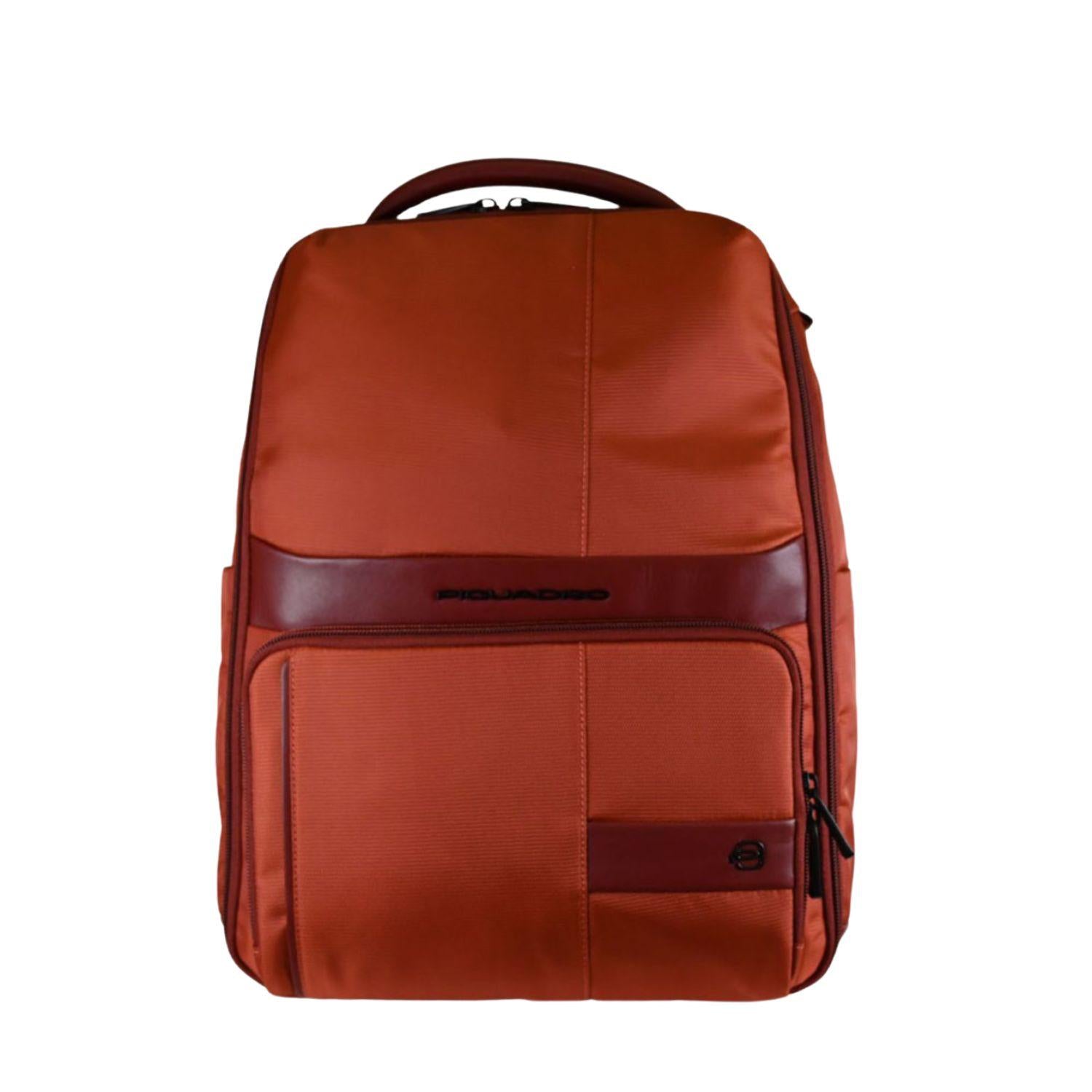 Piquadro - Zaino in tessuto da viaggio e porta PC 14', Arancione