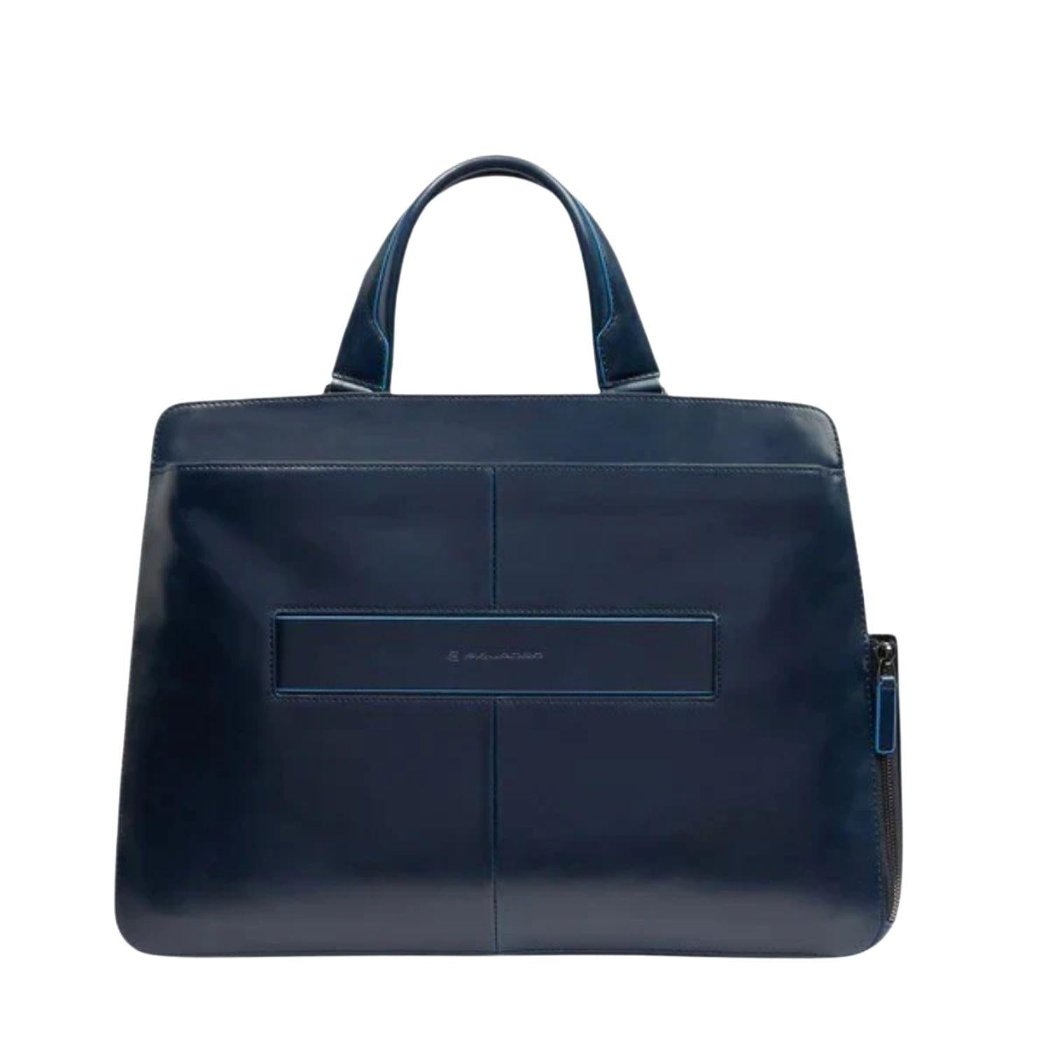 Piquadro - Cartella da lavoro in pelle porta pc 15,6", Blu