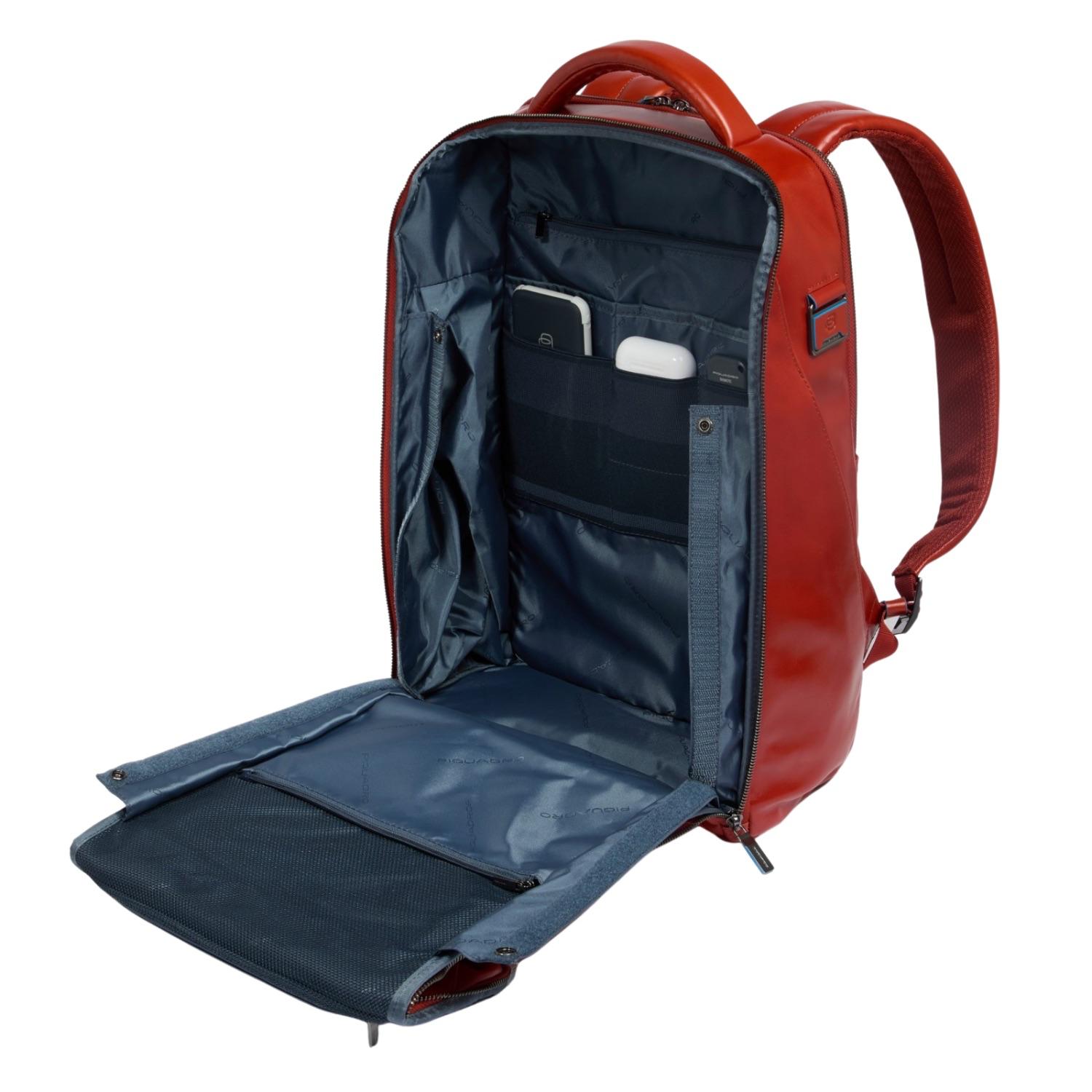 Piquadro - Zaino in pelle porta PC 15.6' Blue Square, Arancione