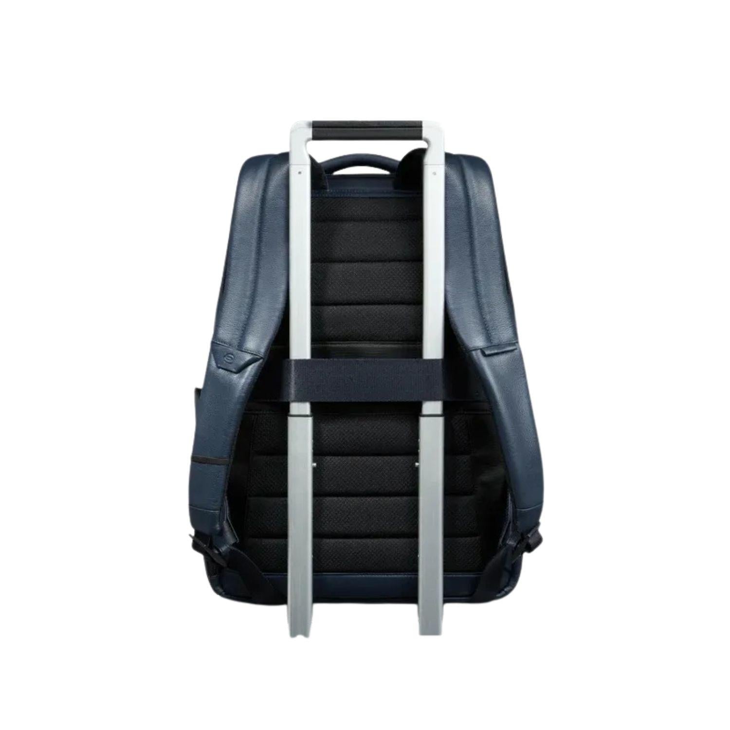 Piquadro - Zaino grande in pelle porta pc 15.6'' linea Russel, Blu