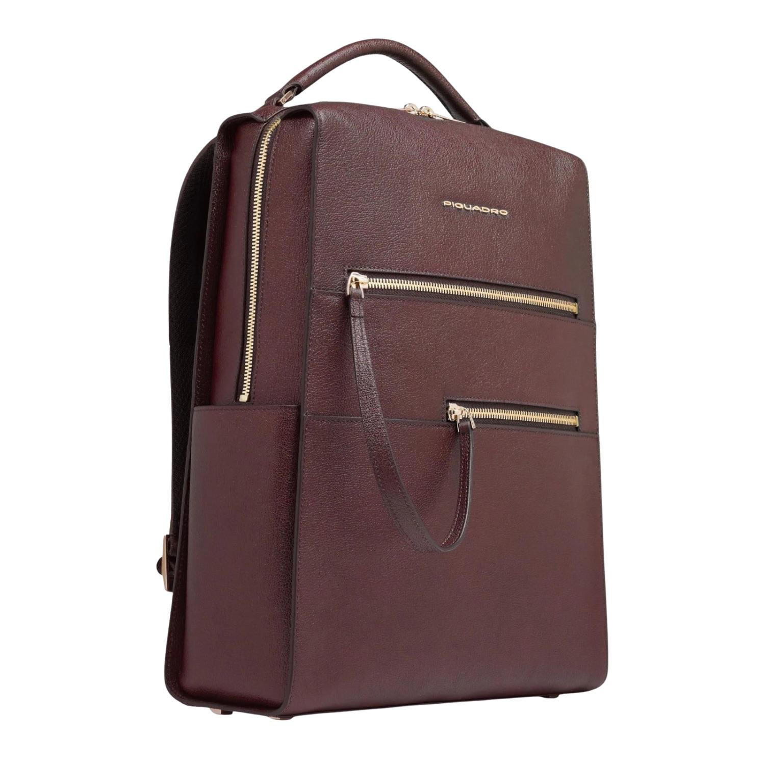 Piquadro - Zaino donna in pelle porta pc, Bordeaux
