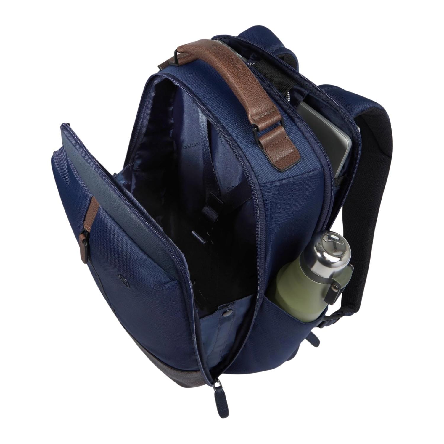 Piquadro - Zaino da viaggio in tessuto riciclato porta pc 14'', Blu