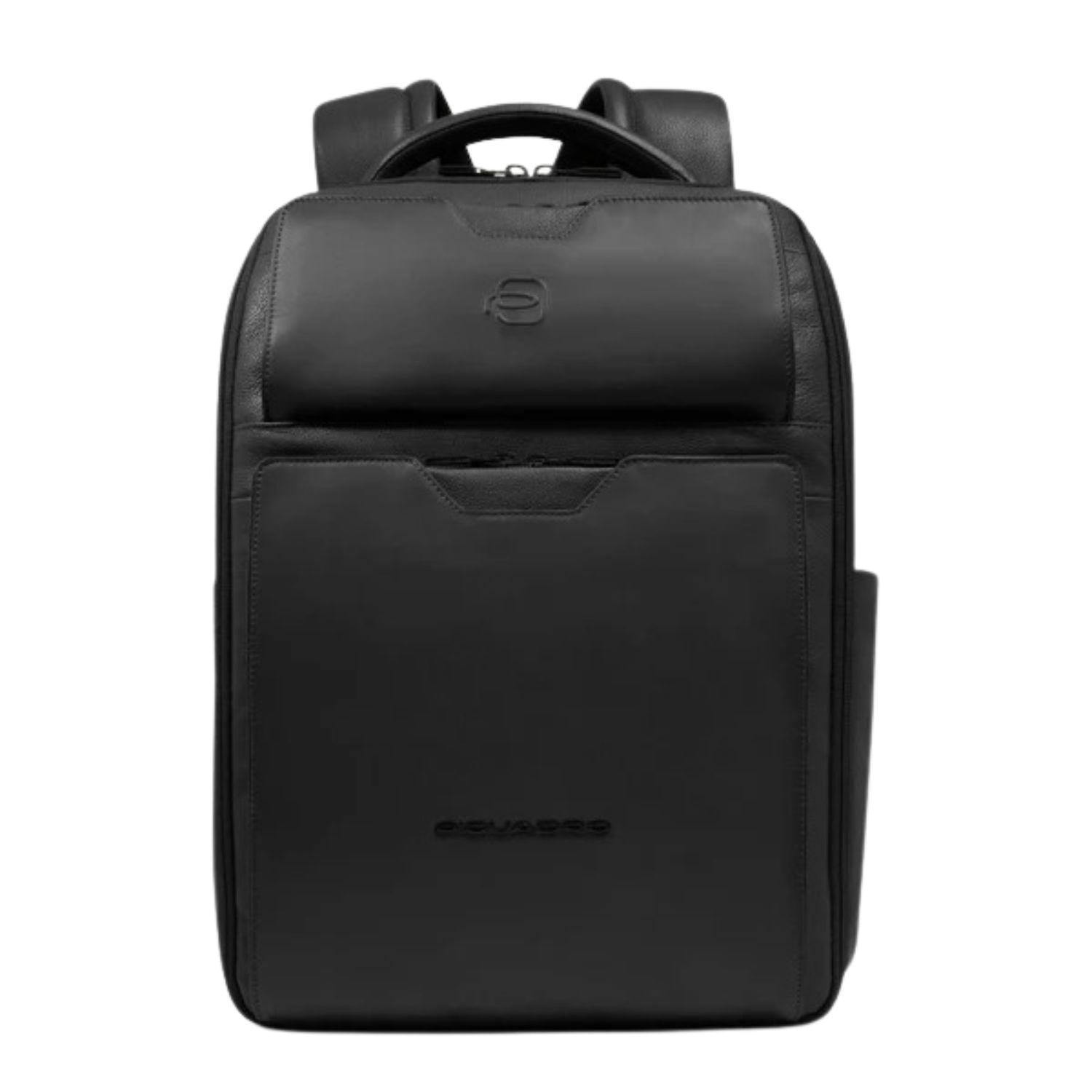 Piquadro - Zaino grande in pelle porta pc 15.6' linea s142, Nero