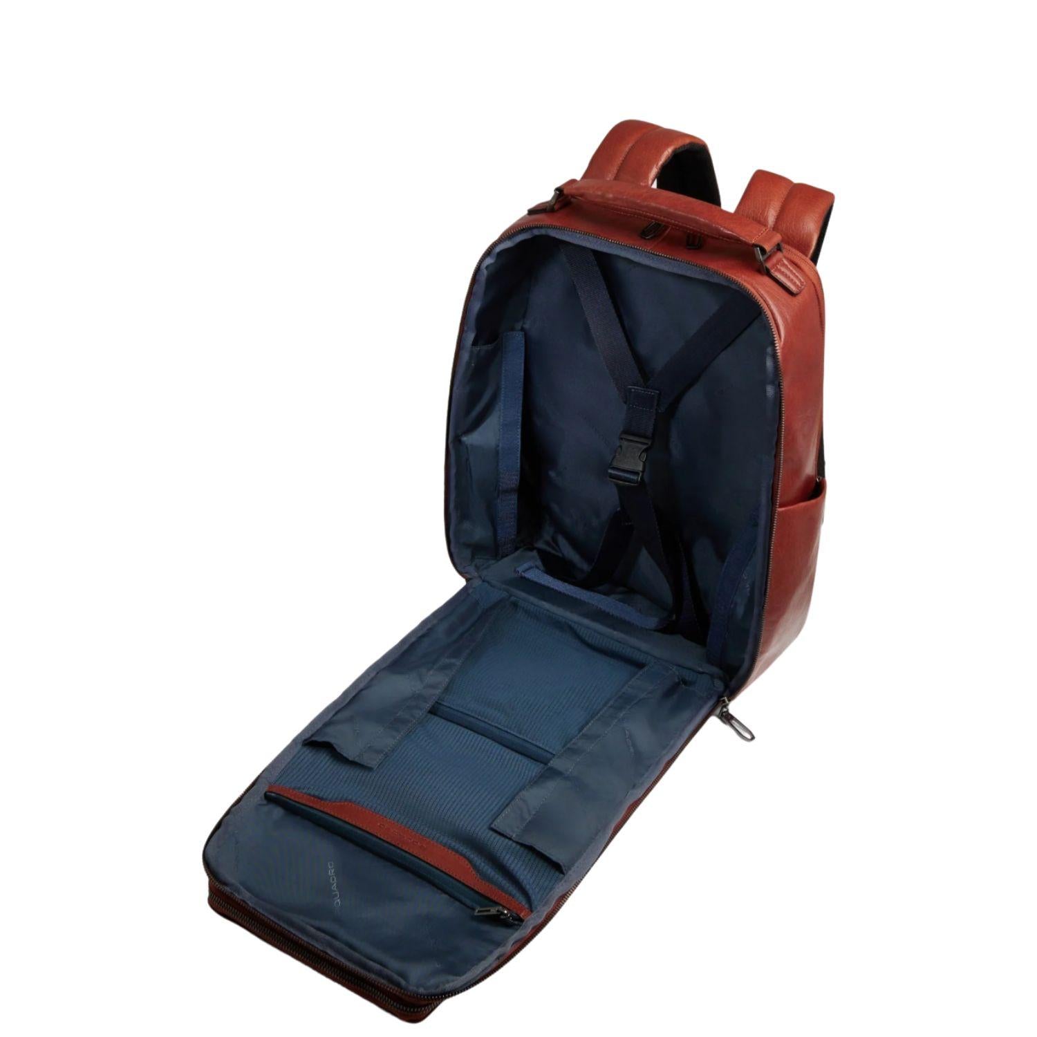 Piquadro - Zaino in pelle porta pc 14' pollici SS26, Marrone