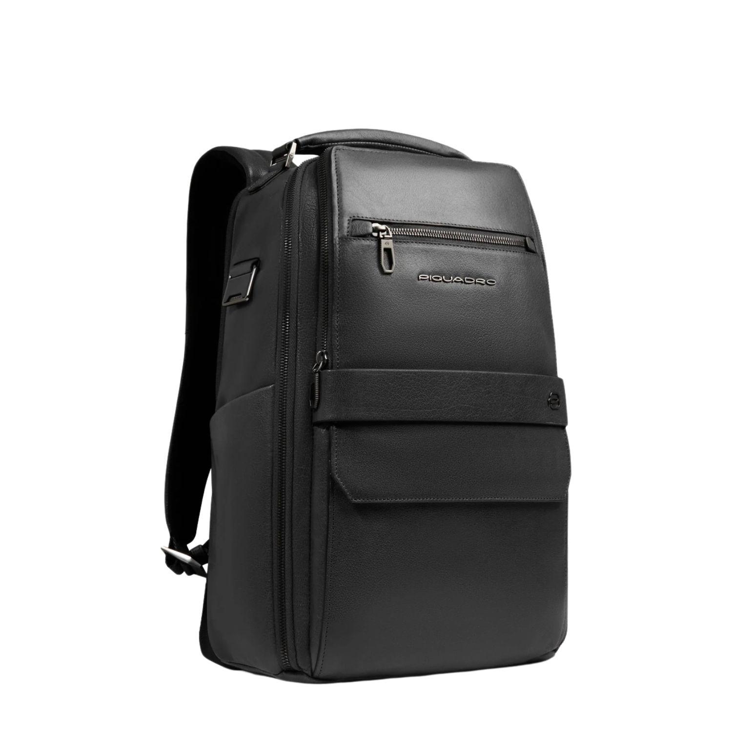 Piquadro - Zaino porta pc 14' pollici in pelle SS26, Nero