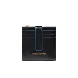 Piquadro - Portacarte e monete con bottone Blue Square, Nero