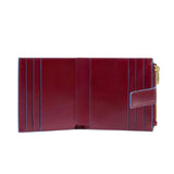 Piquadro - Portacarte e monete in pelle con bottone Blue Square, Rosso