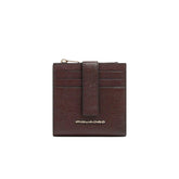 Portafoglio piccolo sottile donna in pelle con bottone, Bordeaux