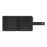 Portafoglio picolo sottile donna in pelle con bottone, Nero