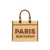 Rue Madam Paris - Borsa a mano con tracolla in paglia, Marrone