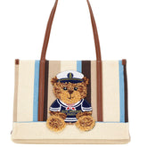 Rue Madam Paris - Borsa a Mano Shopping Bag Marvin in Canvas con Ricamo Sailor Marvin, Multicolore