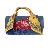 Rue madam Paris - Borsa a mano mini con tracolla in jeans e bandana, Multicolore